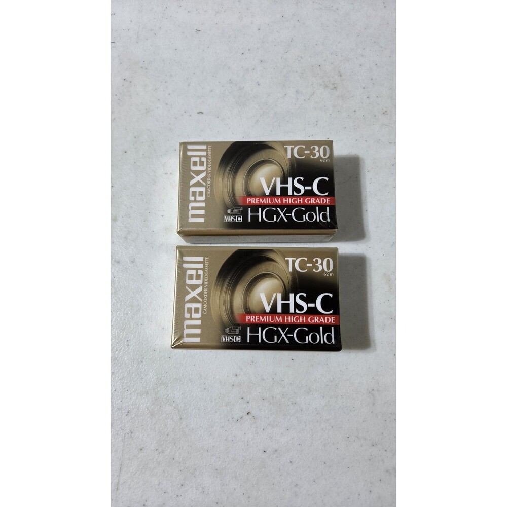 2 Maxell HGX-GOLD TC-30 VHS-C Camcorder Cassettes NEW SEALED